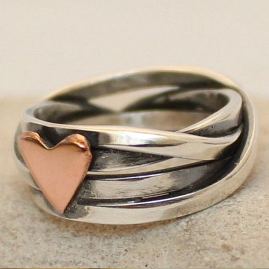 Rose Heart Silver Ring