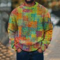 Men'S Geometric Color Block Print Knitted Sweater elevenforest