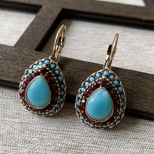 Blue Opal Mandala Earrings
