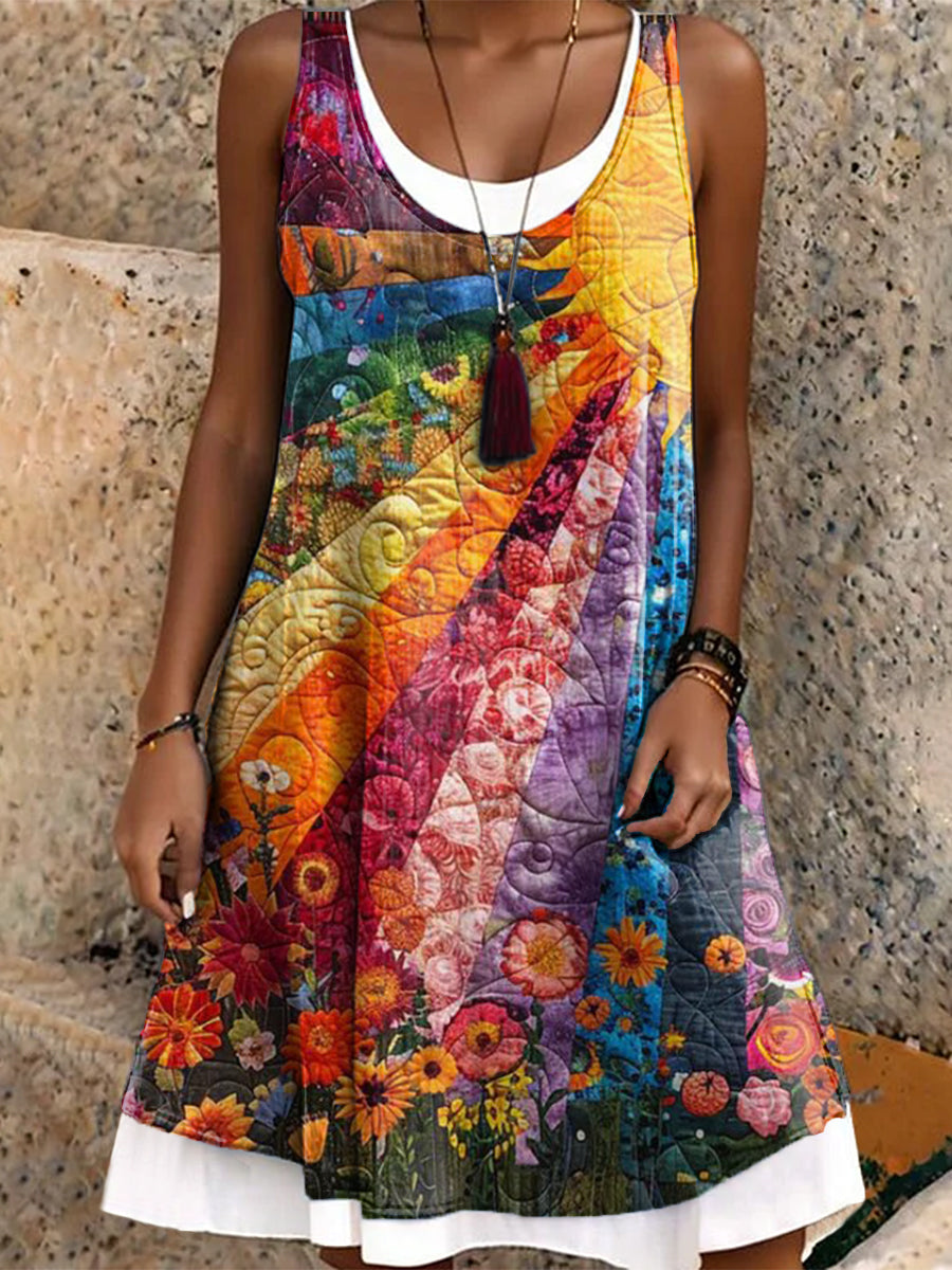Women's Art Painting Hippie Print Tank Dress