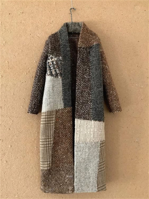 Repairing Colorblock Tweed Patchwork Cozy Long Cardigan elevenforest