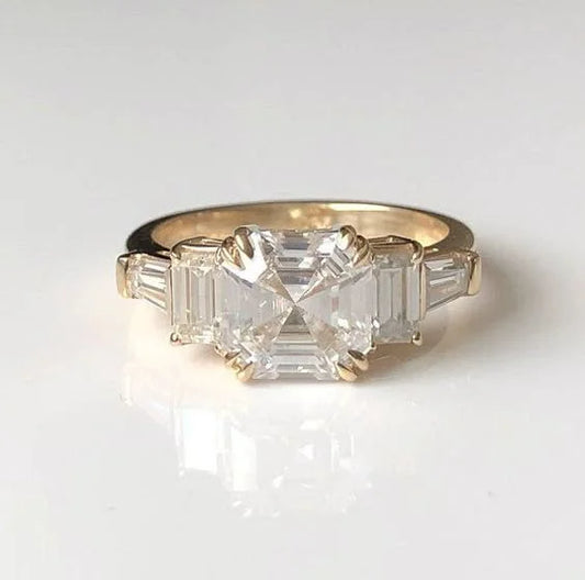 White Glass Gold Ring