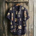 Men's Retro Floral Geometry Art Linen Casual Shirt elevenforest