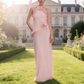 Comstylish Elegant And Gentle Flower-patterned Mozzarella Roll-up Simple Dress