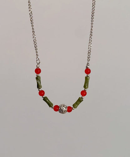 Novelty Colorblock Hand Knitting Bamboo Joint Ball Princess Necklace