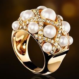 Pearl & Zirconia Gold Ring