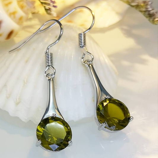 Olive Crystal Dangling Earrings