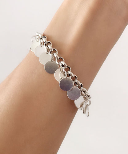 Silk Sterling Silver Sequins Tassel Chain Bracelet