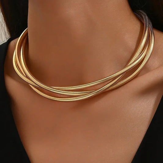 Thick Golden Layered Necklace