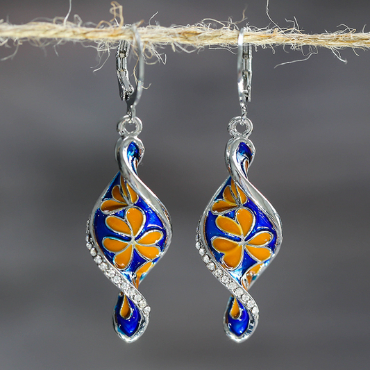 Handpainted Earrings in Silver
