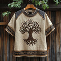 Men's Viking Life Of Tree Knot Vintage Linen T-shirt elevenforest