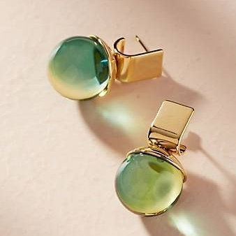 Green Crystal Golden Earrings