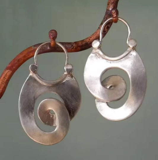 Spiral Dangle Silver Earrings