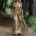 Women's Art Painting Ethnic Textile Art Print V-Neck Vest Dress
