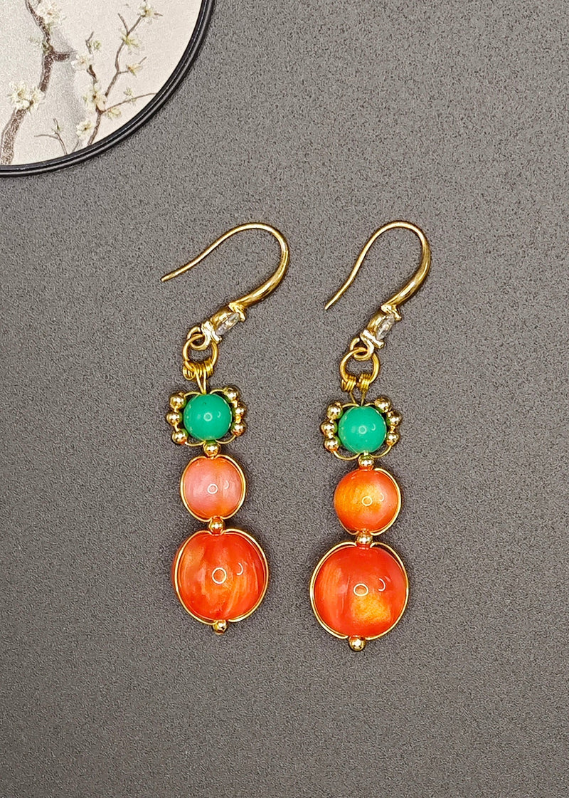 Boutique Orange Crystal Fine Turquoise Drop Earrings
