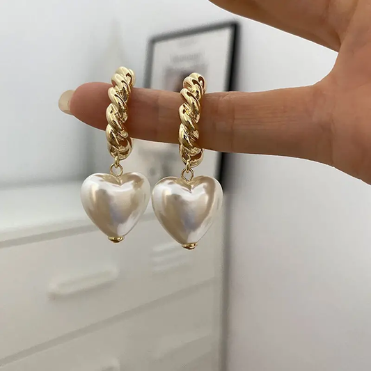 Pearl Heart Earrings