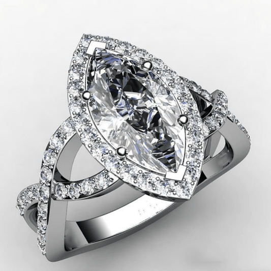 Oval Glass Silver Ring