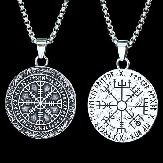 Double Sided Helm of Awe and Vegvisir Pendant