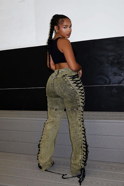 Dawstring lace-up Denim Jeans