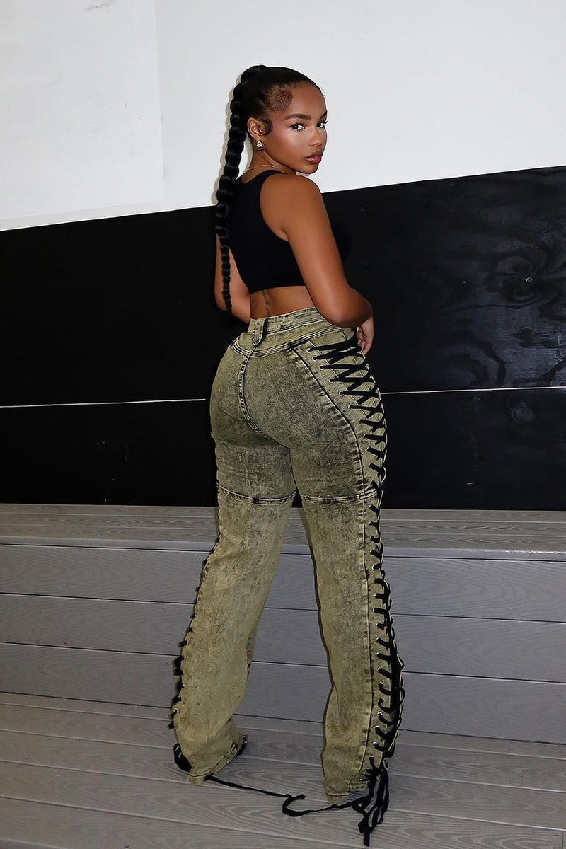 Dawstring lace-up Denim Jeans