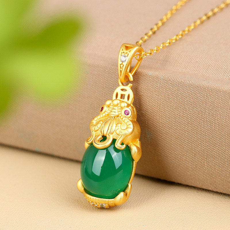 Buddha Stones Natural Jade Pixiu Balance Necklace