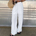 Comstylish Vintage Classy Ace Embroidery Art Wide-leg Pants