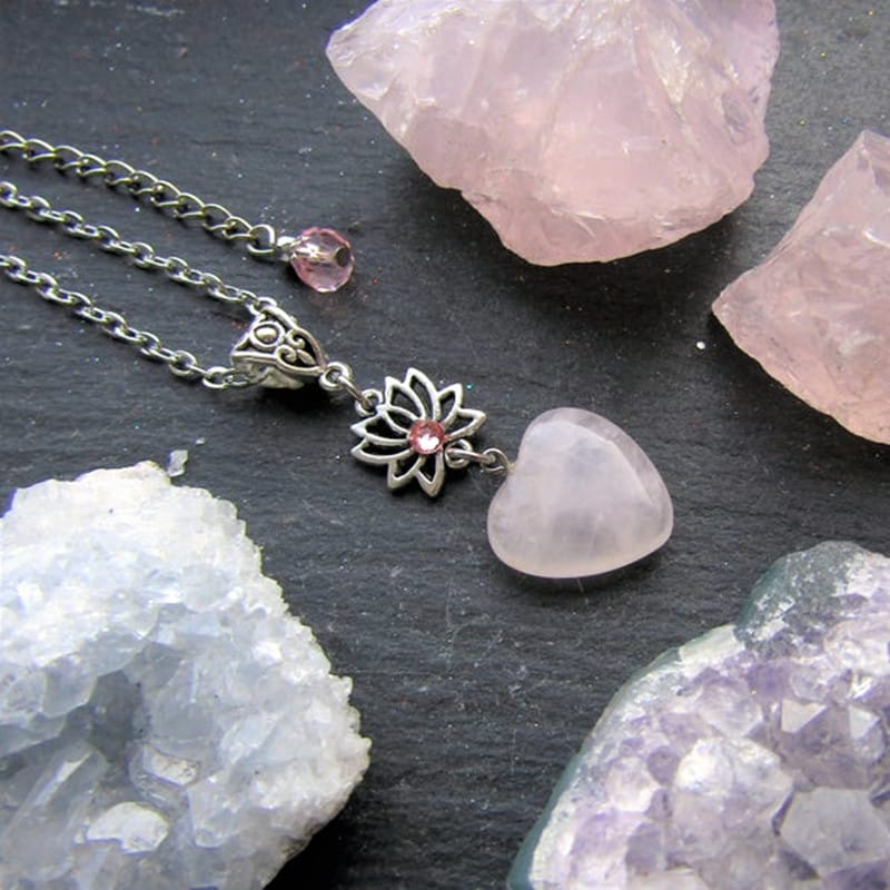 Serenity Rose Quartz Heart Healing Necklace