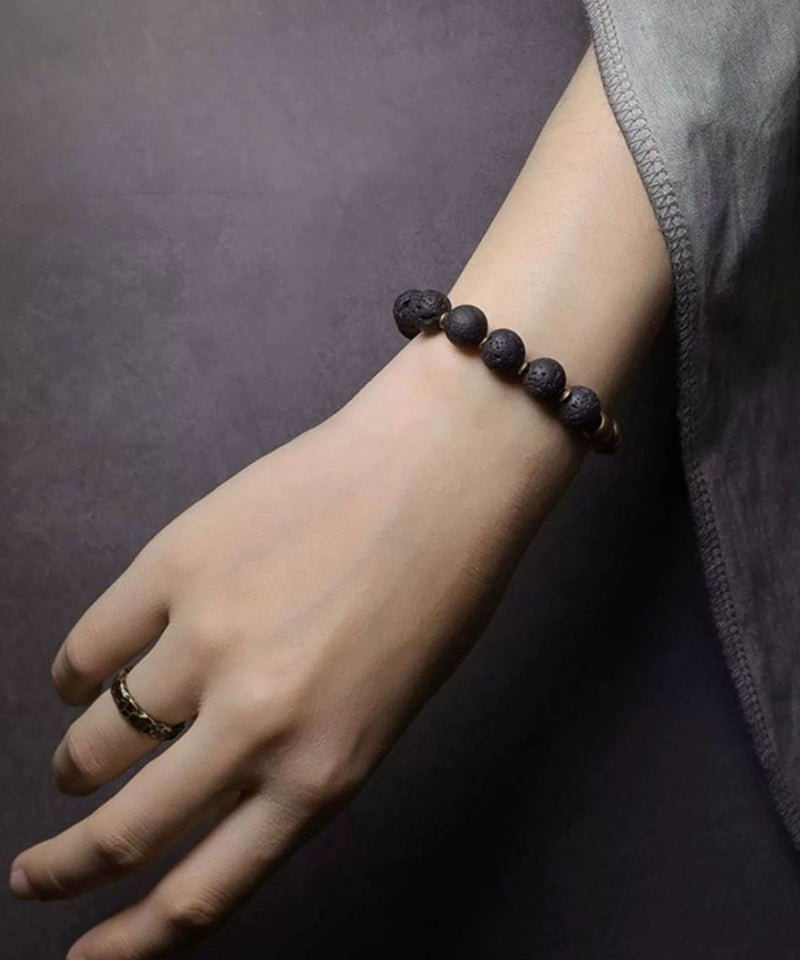 Retro Colorblock Ancient Gold Beads Bracelet