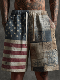 American Independence Day Western Style Retro Cotton And Linen Shorts elevenforest