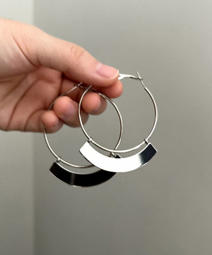 Oversize Silk Sterling Silver Alloy Hoop Earrings