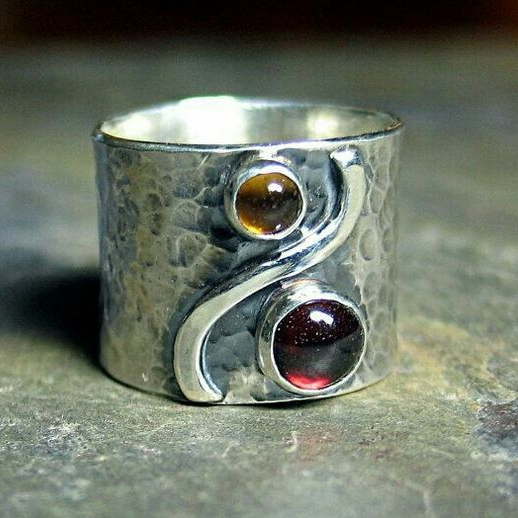 Red Stone Silver Ring