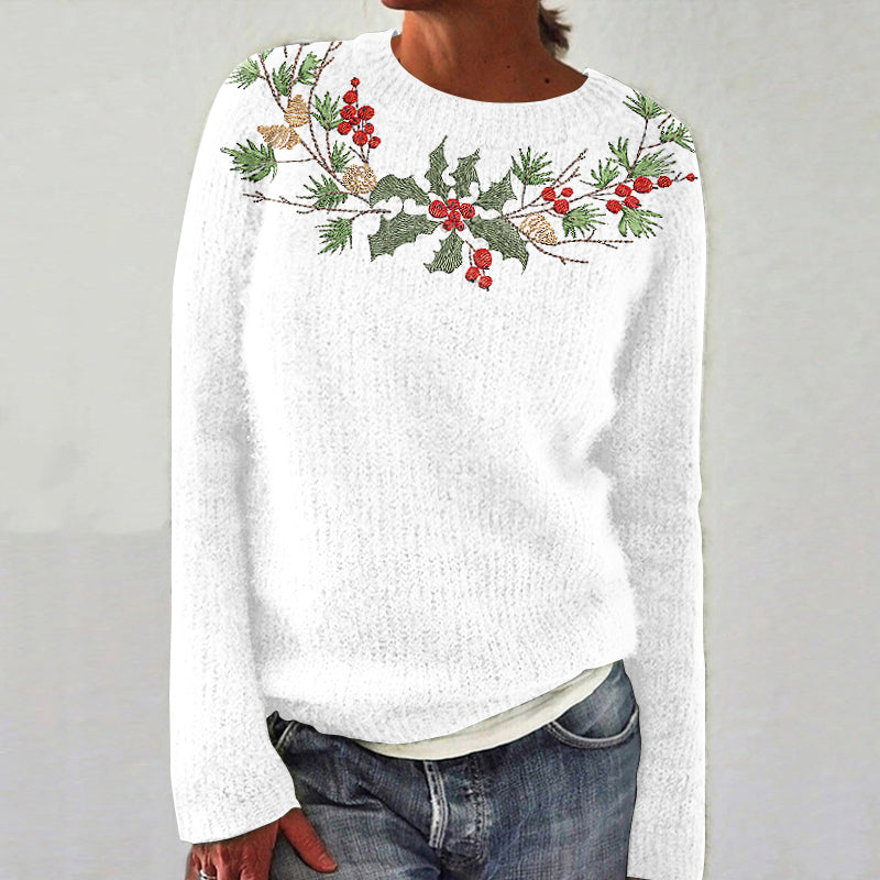 Christmas Wreath Knitted Jacquard Sweater artswardrobe