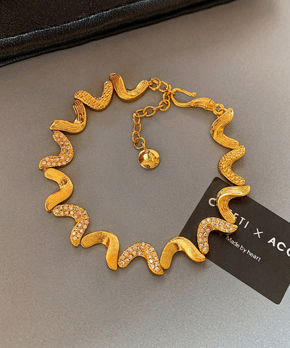 Zircon Double-layer Metal and Pearl Bracelet Two Pieces Set