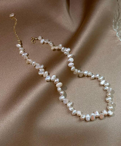 White Alloy Pearl Tassel Gratuated Bead Necklace