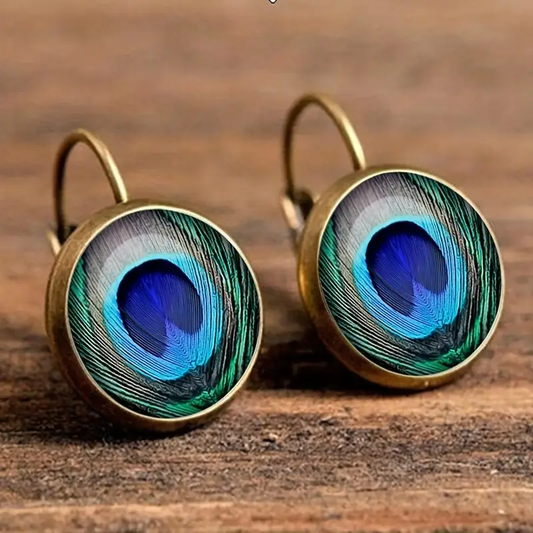 Blue Handpainted Bird Earrings