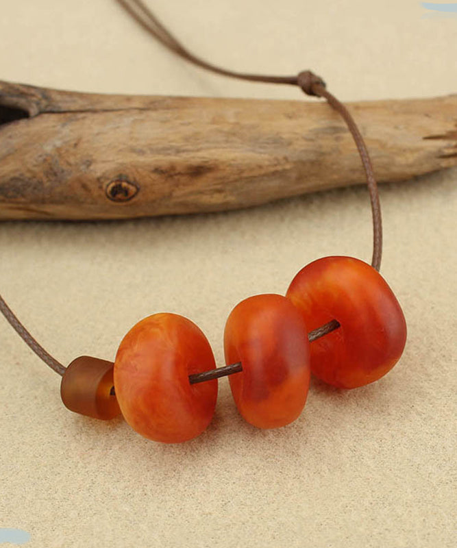 Red Resin Beeswax Pendant Necklace