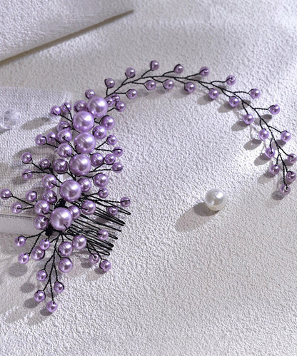 Fine Purple Weave Pearl Beadin Bride Hairpiece