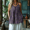 Comstylish Women's Floral Art Linen And Cotton Camisole