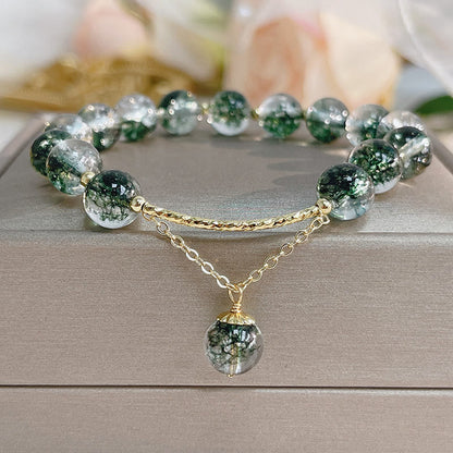 Buddha Stones Green Phantom Crystal Confidence Charm Bracelet