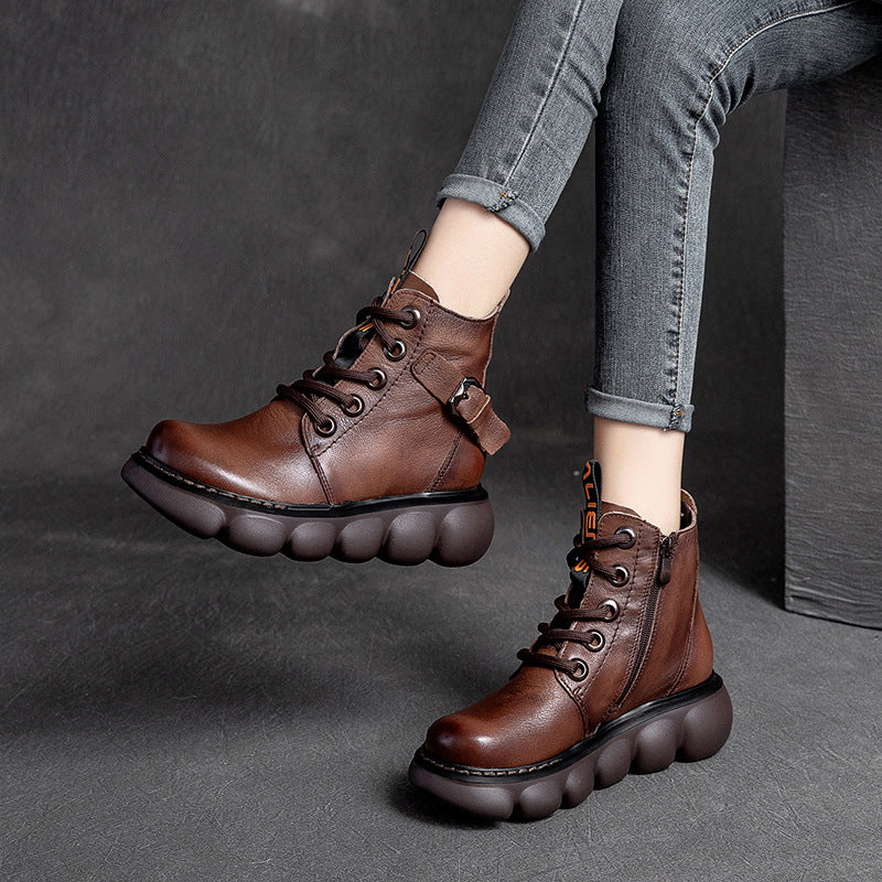 Belt Buckle Decorative Single-layer Top Layer Boots