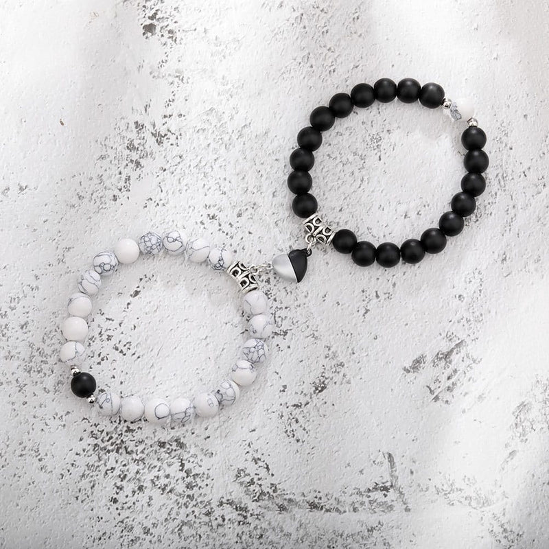Natural Stone Couple Bracelet Crystal Set (2 Pieces)