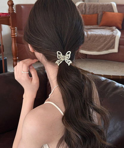 Classy Gold Alloy Pearl Butterfly Hollow Out Hairpin