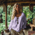 Vintage Violet Art Pattern Casual Shirt elevenforest