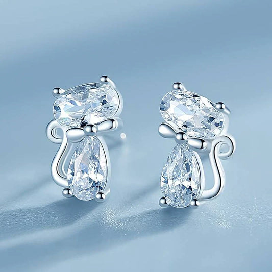 Zirconia Cat Earrings