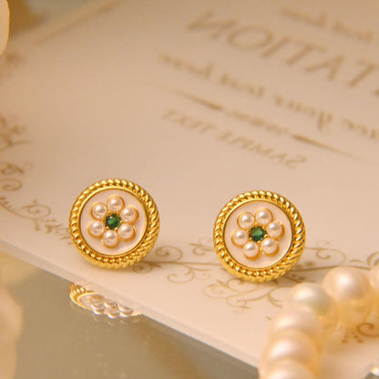 Enamel Flower Spiritual Earrings for Luck and Prosperity