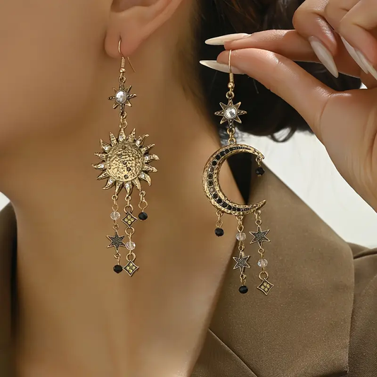 Dangling Sun & Moon Earrings
