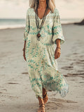 Women's Vintage Floral Pattern Art Print Pocket Cotton Dresses