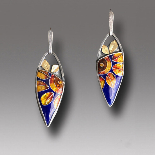 Handpainted Earrings in Silver