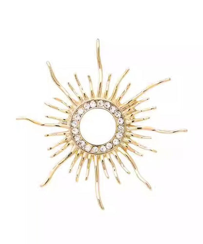 Gold Sterling Silver Overgild Zircon Sunflower Brooches