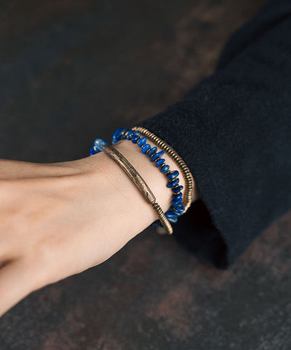 Original Design Lapis Lazuli Asymmetrical Design Copper Charm Bracelet